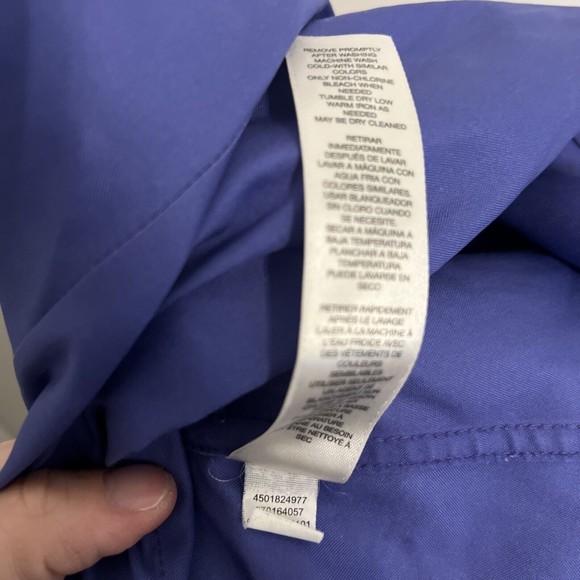 Chico’s Purple No Iron Button Up Mid-Rise Top Womens Size O 100% Cotton - Picture 6 of 7